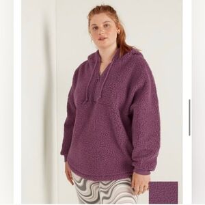 Victoria’s Secret PINK Varsity Sherpa Half-Zip Pullover Mauve Ice